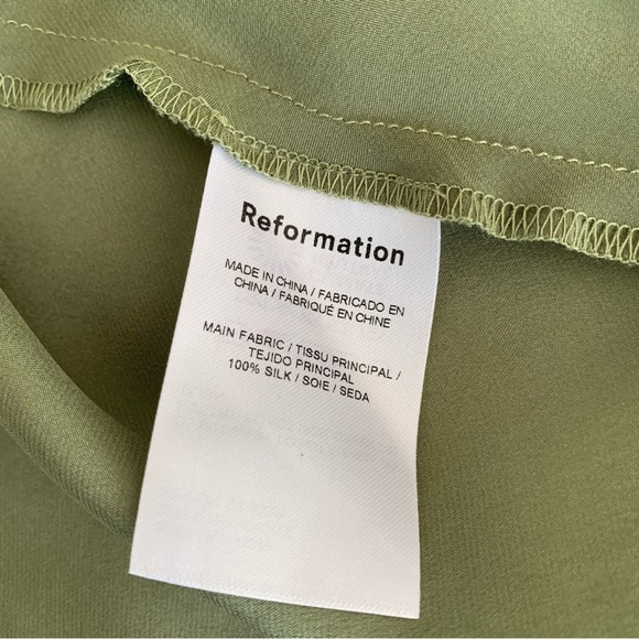 Reformation Sorrentine Silk Halter Mini Dress Artichoke Green Sage - Picture 9 of 9